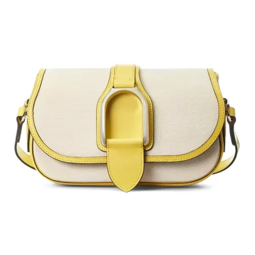 Polo Ralph Lauren Welington Холст Телячья кожа Сумка через плечо Сумка на плечо Стандартная Женская Желтый и Белый