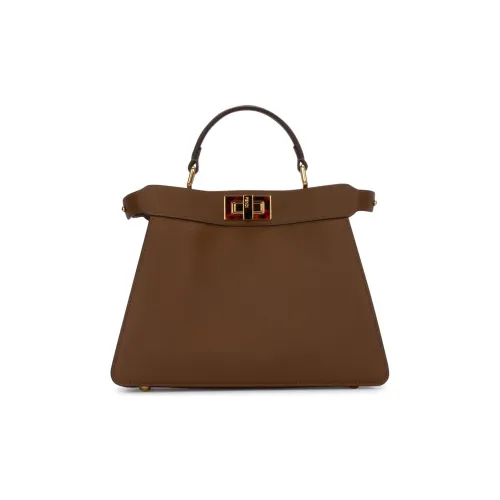 FENDI Peekaboo ISeeU Сумка через плечо из коровьей кожи маленькая сумка женская коричневая