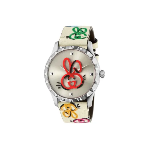 GUCCI G Timeless Collection Часы Кварцевый механизм Кожаный ремешок 38 мм Серый циферблат Унисекс