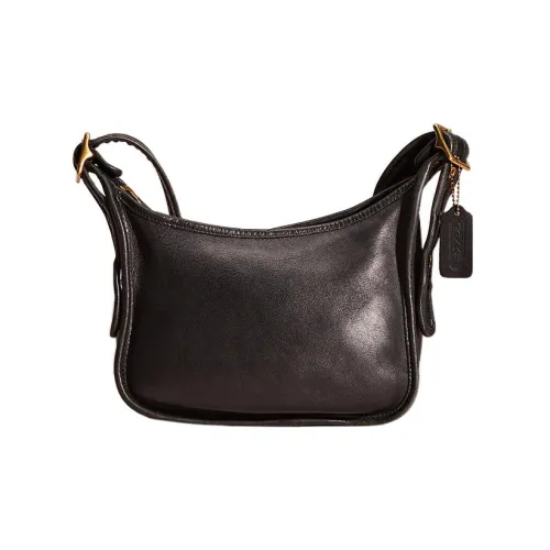 COACH Legacy Перчаточная дубленая кожа Сумка через плечо Сумка среднего размера Женская Черная