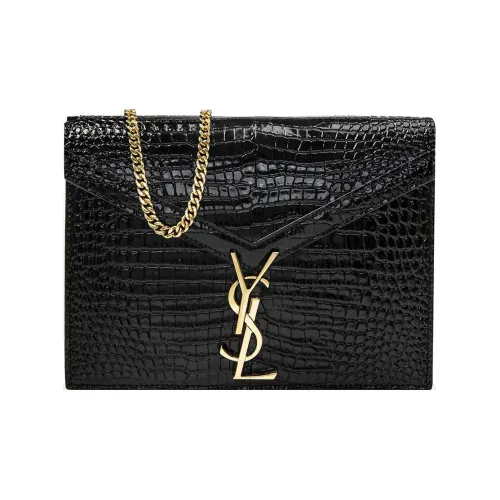 SAINT LAURENT CASSANDRA Блестящая коровья кожа переносная сумка через плечо женская черная