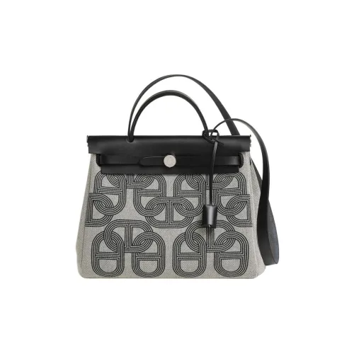 HERMES Herbag Zip H Plume Холщовая сумка сумка через плечо холщовая сумка сумка через плечо женская черная и светло-бежевая