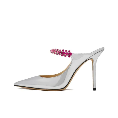 Jimmy Choo Bing Домашние тапочки Женские Серебряные