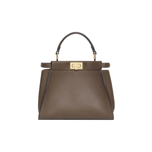 FENDI Peekaboo Сумка через плечо из коровьей кожи мини-сумка для женщин темно-коричневый