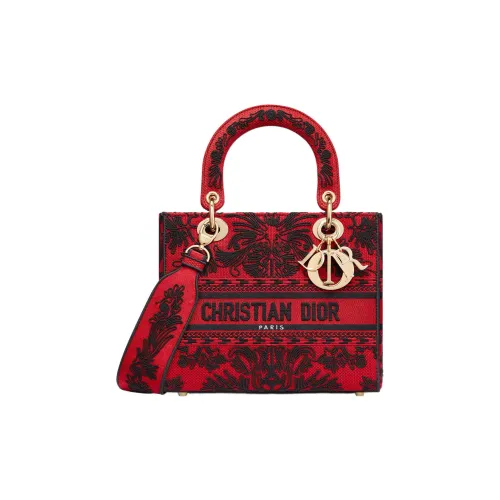 DIOR LADY D Лайт Вышивка Сумка через плечо Сумка Средний Женские Красный Черный