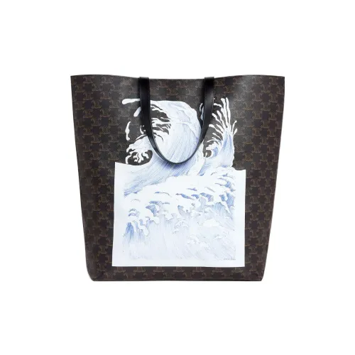 CELINE X DAVID WEISS Co Branded Series Canvas Paneled Calfskin Trim Tote Bag Shopping Bag Men's Black