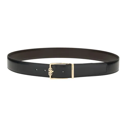 Ferragamo Ремни из коровьей кожи, черные, мужские