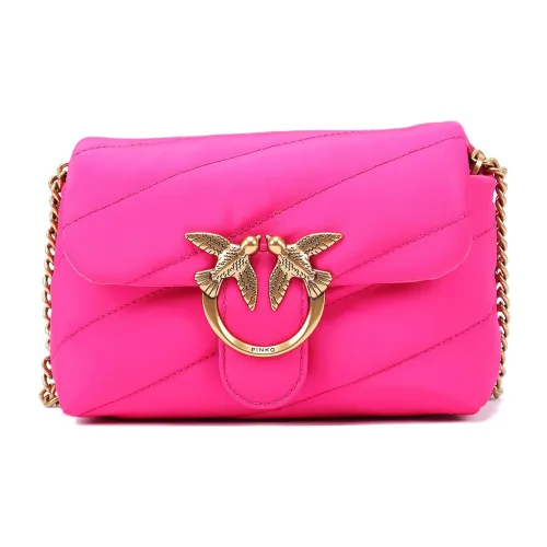 PINKO Puff Телячья кожа с нейлоном Swallow Сумка Сумки через плечо Сумка на плечо Женская Розовая