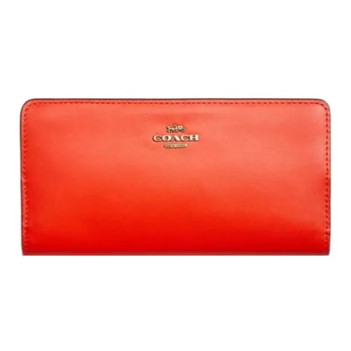 COACH Skinny Wallet Телячья кожа Держатель для карт кошелек Женские Апельсин