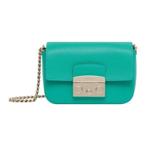 Furla Metropolis Collection Текстурированная Телячья Кожа Сумка через плечо Мини Женская Зеленая