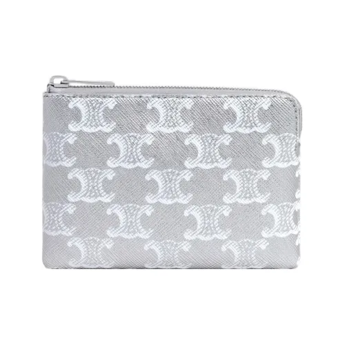 CELINE Холст Монета And Держатель для карт Мужской Серебристый Белый