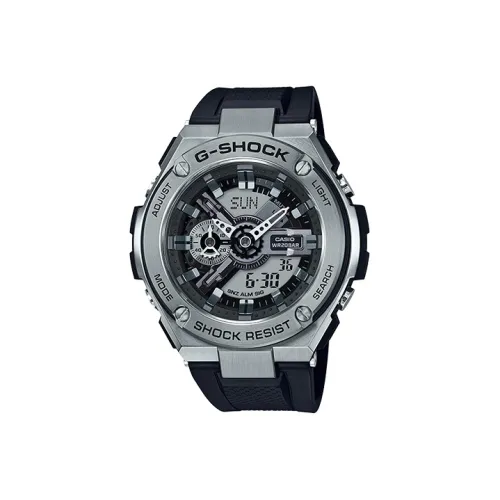 CASIO Steel Series Кварцевый механизм Смольный ремешок Часы 59,1*52,4 мм Мужские часы Серый циферблат GST 410 1ADR