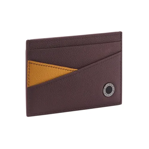 BVLGARI Телячья кожа Держатель для карт Стандартный Мужской Коричневый