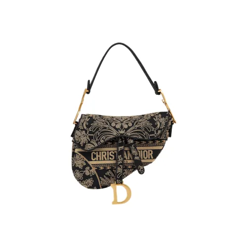 DIOR Седло Вышивка Седло Сумка Сумка через плечо Сумка Женская Черная Бежевая