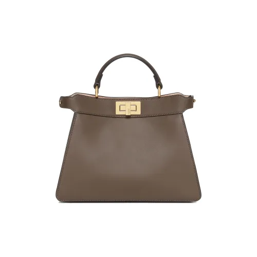 FENDI Peekaboo ISeeU Сумка через плечо из коровьей кожи маленькая сумка женская темно-коричневый