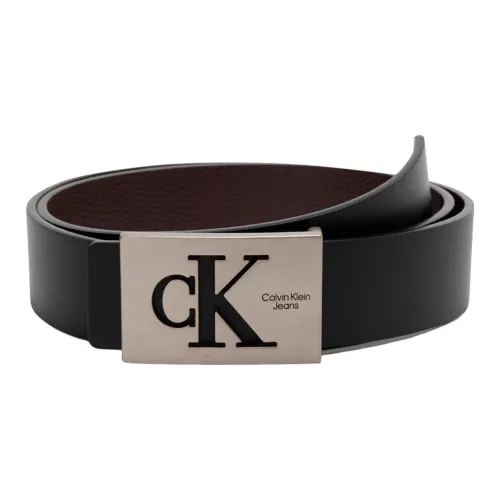 CK Calvin Klein Logo Letter Smooth Clasp Кожаные ремни Мужской Черный