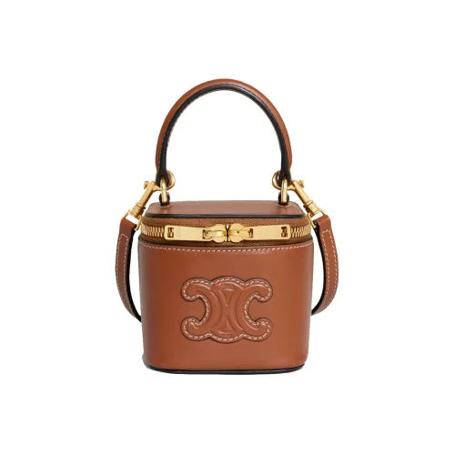 CELINE Cuir Triomphe Гладкая коровья кожа Сумка через плечо Мини Женская Рыжевато-коричневый