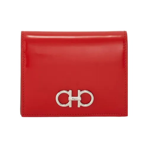 FERRAGAMO GANCINI Кошелек из коровьей кожи маленький женский красный