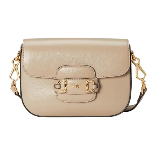 GUCCI Horsebit 1955 Кожа Седло Сумка Сумка через плечо Женская Бежевая
