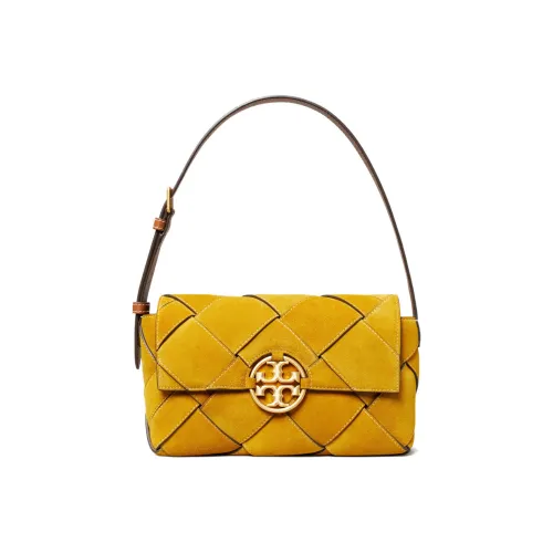 TORY BURCH Miller Замша с кожаными вставками комбинированная одно плечо сумка большая женская желтая