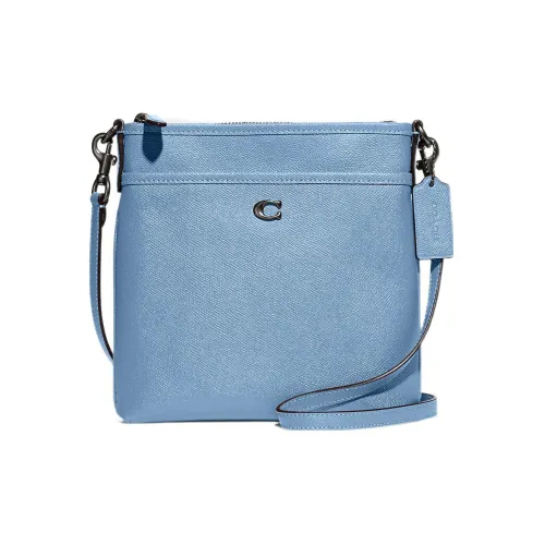 COACH Kitt Крестообразная текстура Кожа Сумка через плечо Маленькая Женская Синяя