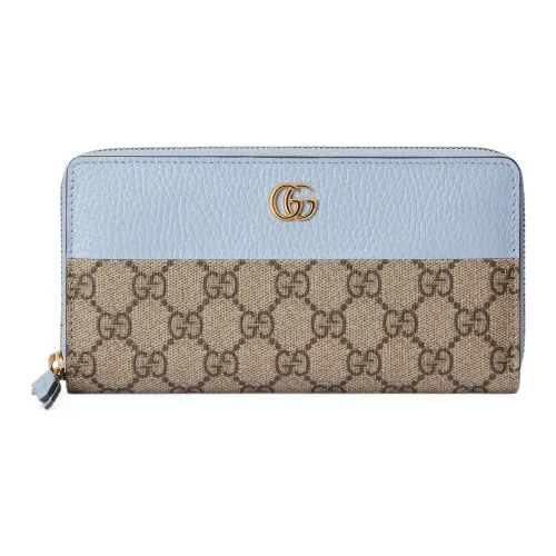 GUCCI GG Marmont Холст и Кожа Кошелек Женские Светло-Синий Эбеновый