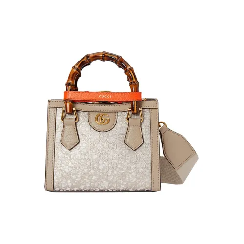 GUCCI Diana Кожаная отделка Тоут Сумка Сумка для покупок Сумка через плечо Сумка Мини Женская Бежевая