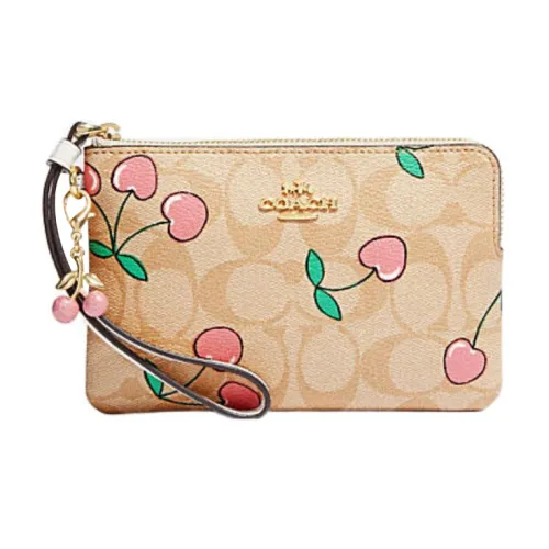 COACH Сердце Искусственная кожа Запястье Сумка Клатч Маленький Женский Хаки