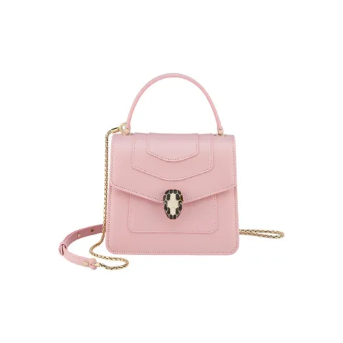 BVLGARI Serpenti Forever Телячья кожа Сумка через плечо Сумка Маленькая Женская Розовая