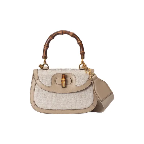 GUCCI Canvas с кожаными вставками портативная сумка через плечо мини женская бежевая