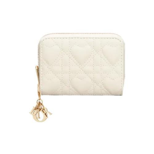 DIOR Lady Dior Sheepskin Coin Wallet Small Women's Milk White DIOR Lady Dior Кошелек из овчины Coin Маленький Женский Молочный Белый