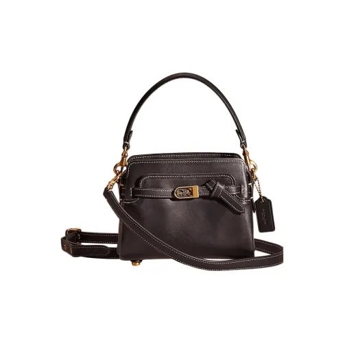 COACH Tate Дубленая кожа Перчатка Сумка через плечо Сумка Маленькая Женская Черная