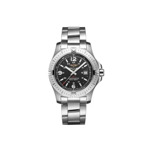 Breitling Кварцевый механизм Мужские часы 44 мм Черный циферблат Корпус из нержавеющей стали Ремешок из нержавеющей стали