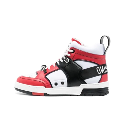 MOSCHINO Высокий Топ Стильный Скейтбординг Мужской Белый Красный Черный