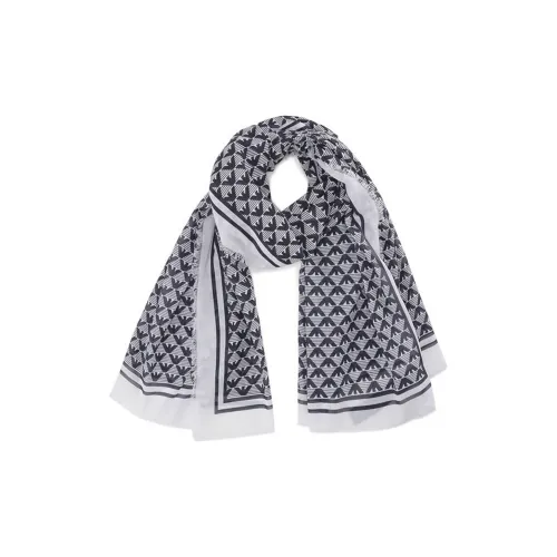 EMPORIO ARMANI Хлопковый шелк Шарфы Темно-синий Белый Мужской