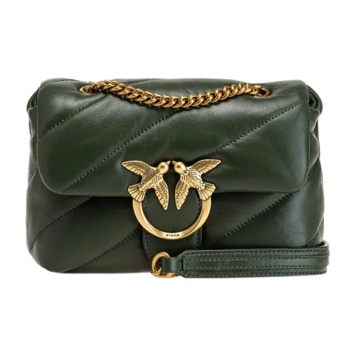 PINKO Puff Кожа Bird Сумка Swallow Сумка Сумка через плечо Мини Женская Оливково-зеленая