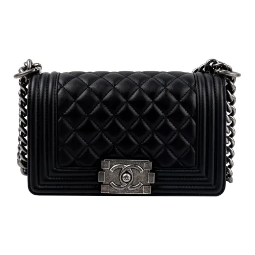 CHANEL LEBOY Телячья кожа С откидной крышкой Сумка через плечо Сумка на плечо Маленькая Женская Черная