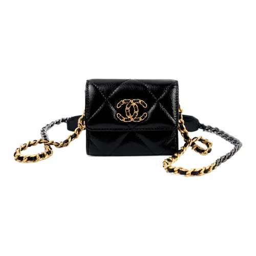 CHANEL 19Bag Козья кожа Глянцевая кожа Сумка через плечо Женская Черная