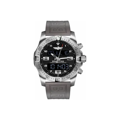 Breitling Professional Collection Кварцевый механизм Мужские часы 46 мм Черный циферблат Титановые корпуса часов Резиновый ремешок