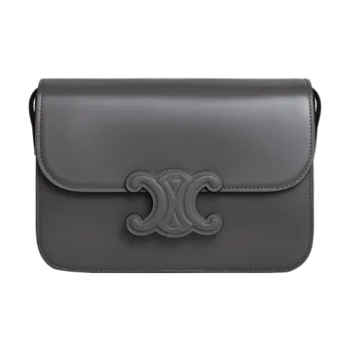 CELINE Triomphe Телячья кожа Маленькая квадратная сумка сумка через плечо плечевая сумка женская темно-серый