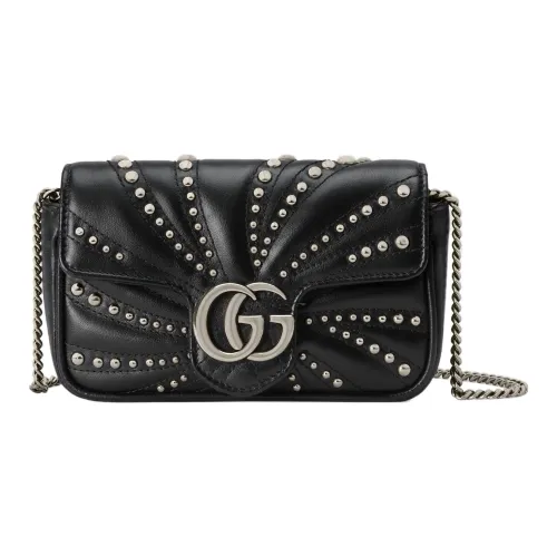 GUCCI GG Marmont Quilted Кожа Сумка через плечо Сумка на плечо Экстра мини Женская Черная