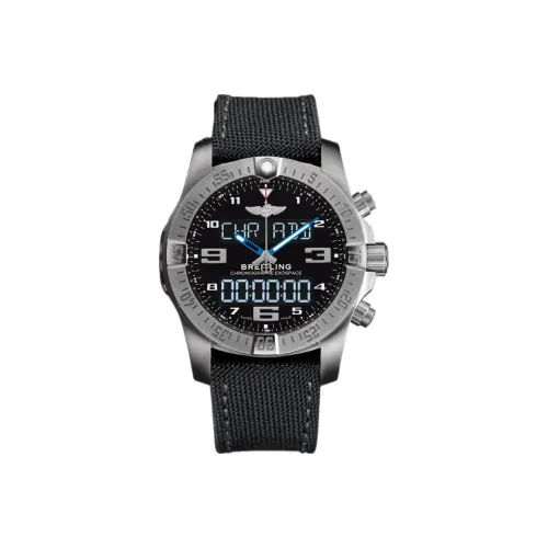 Breitling Professional Collection Кварцевый механизм Мужские часы 46 мм Черный циферблат Титановые корпуса Часы Тканевый ремешок