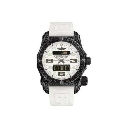 Breitling Professional Collection Кварцевый механизм Мужские часы 51 мм Белый циферблат Титановые корпуса часов Резиновый ремешок