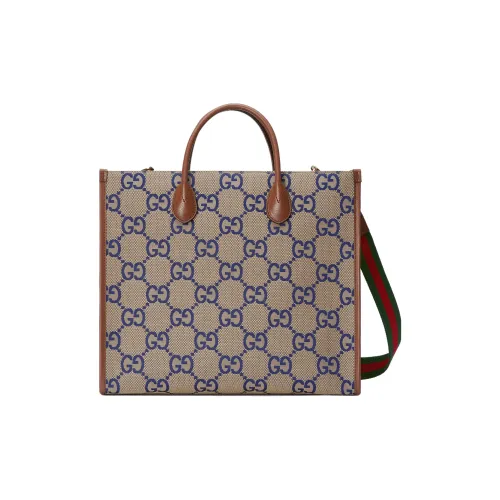 GUCCI Canvas Сумка-тоут Сумка для покупок Холщовая сумка Сумка через плечо Женская сумка Коричневый Синий