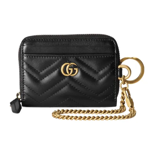 GUCCI GG Marmont Кожаный держатель для карт и кошелек женский черный