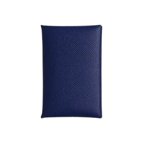 HERMES Calvi Эпсомская кожа Держатель для карт Унисекс Сапфирово-синий