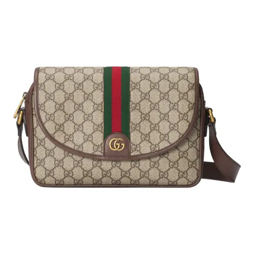 GUCCI Ophidia Холст и Кожа Курьер Сумка Сумка через плечо Сумка на плечо Мужская Коричневая