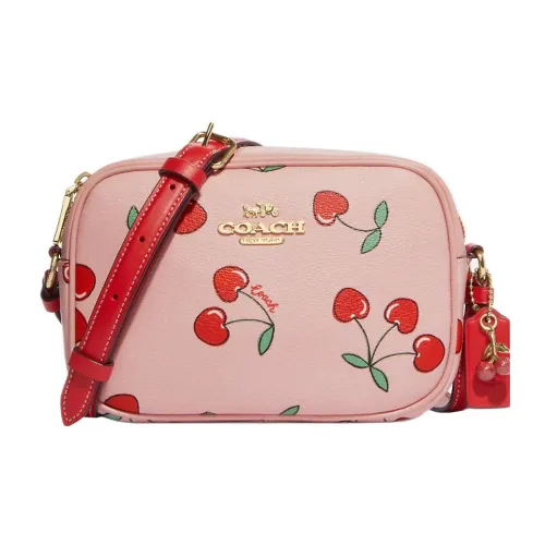 COACH Jamie Холст с покрытием и гладкая кожа Camera Сумка Сумка через плечо Мини Женские Розовый