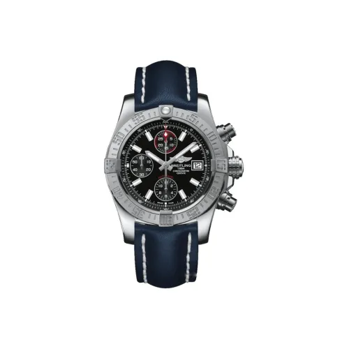 Breitling Автоматический Механический Механизм Мужские Часы 43 мм Черный Циферблат Корпус из Нержавеющей Стали Кожаный Ремешок