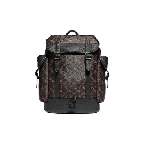 COACH Hitch Кожа Рюкзак Большой Мужской Черный Коричневый